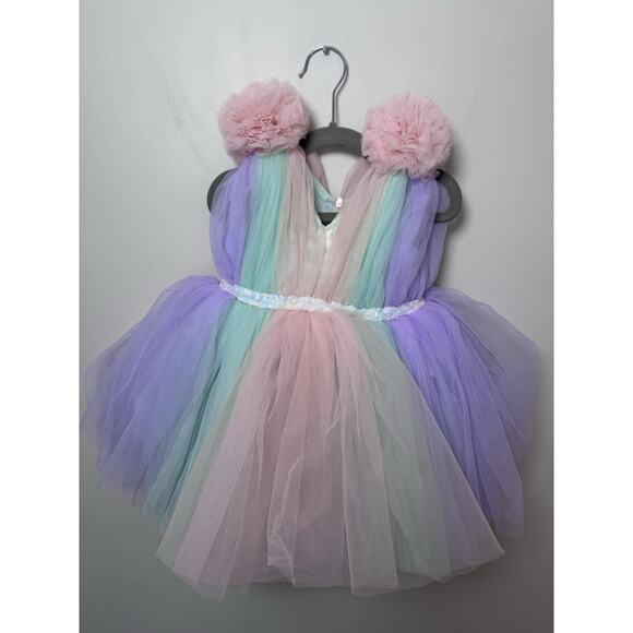 Baby Girls Tulle pom pom Unicorn Birthday Party Dress Size 1 Year - Picture 10 of 16